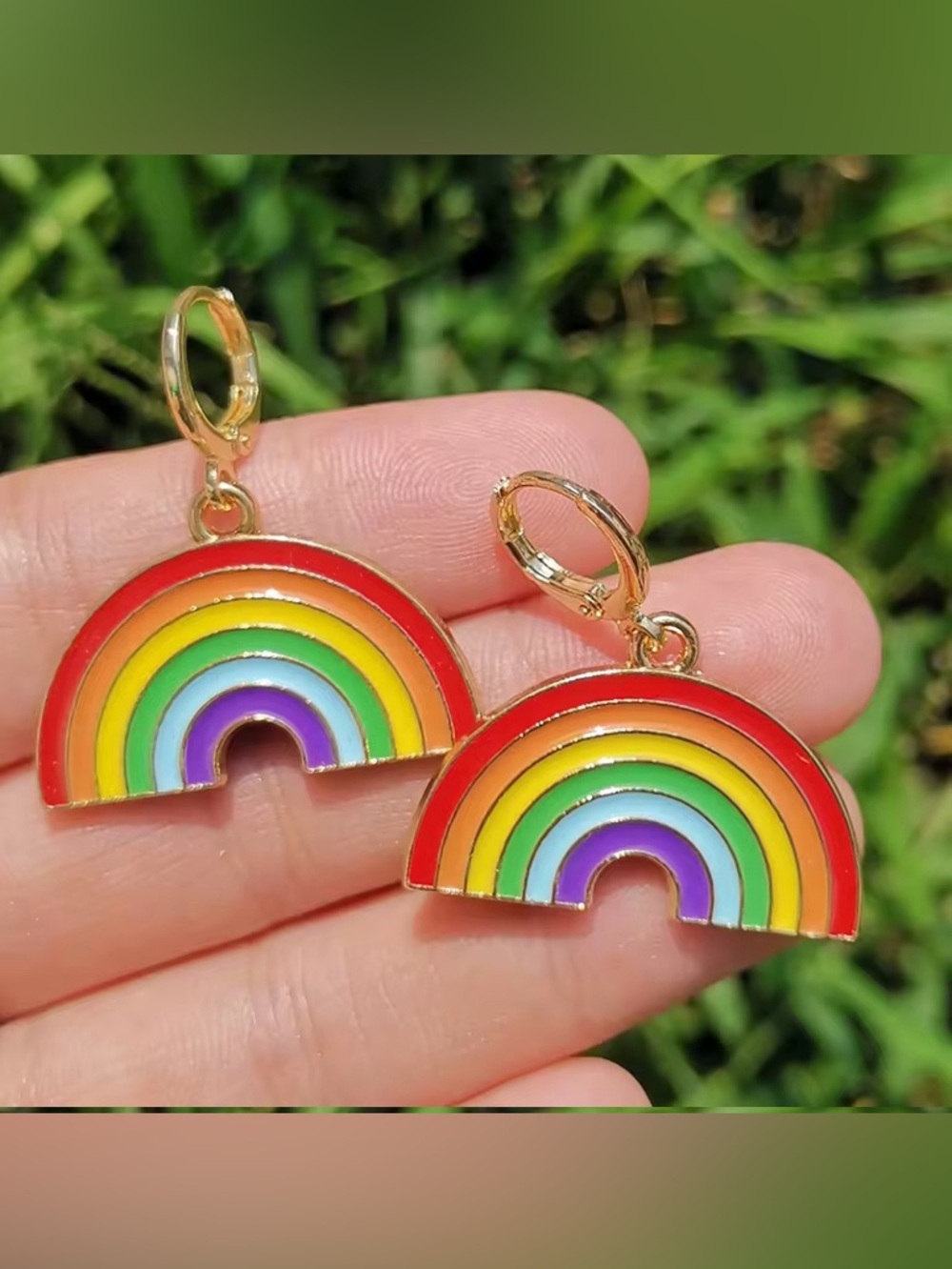 Y2K Aesthetic Geometric Rainbow Drop Earrings